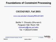 Foundations of Constraint Processing