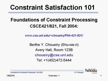 Foundations of Constraint Processing