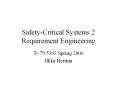 Safety-Critical Systems 2 Requirement Engineering PowerPoint PPT Presentation
