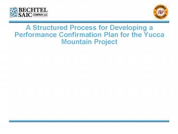 A Structured Process for Developing a Performance Confirmation Plan for ...