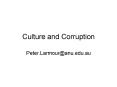 Culture and Corruption PowerPoint PPT Presentation