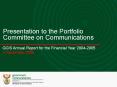 GCIS Annual Report for the Financial Year 2004-2005 PowerPoint PPT Presentation