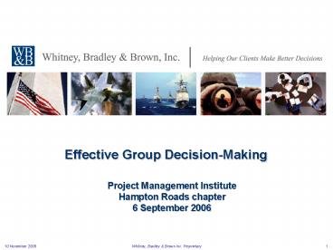 Effective Group DecisionMaking