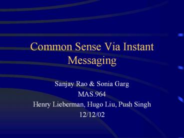 Common Sense Via Instant Messaging