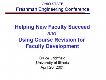 OHIO STATE Freshman Engineering Conference