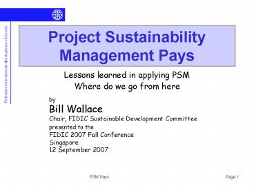 Project Sustainability Management Pays