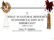 1.  WHAT IS NATURAL RESOURCE ECONOMICS