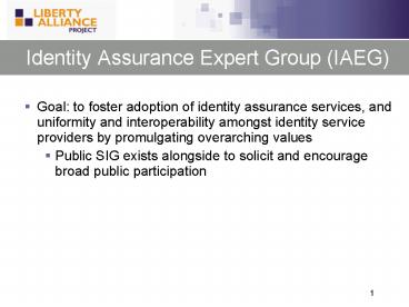 Identity Assurance Expert Group IAEG