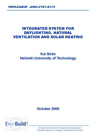 Thematic Network: Energy in the Built Environment