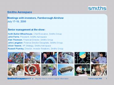 Meetings with investors, Farnborough Airshow