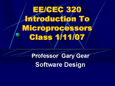 EECEC 320 Introduction To Microprocessors Class 11107