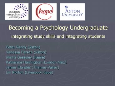 Becoming a Psychology Undergraduate