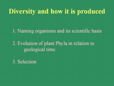 Diversity and how it is produced