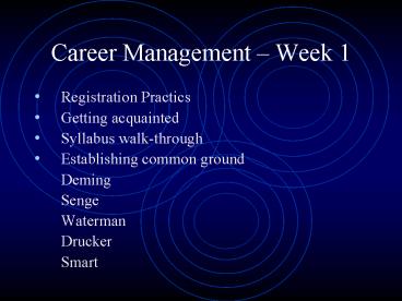Career Management Week 1