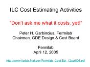 ILC Cost Estimating Activities 