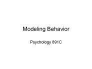 Modeling Behavior