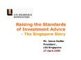 Raising the Standards of Investment Advice PowerPoint PPT Presentation