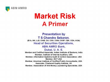 Market Risk A Primer