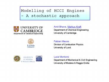 Stochastic Modelling of HCCI Engines