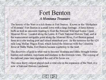 Fort Benton A Montana Treasure