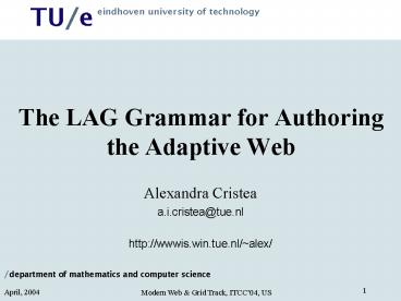 The LAG Grammar for Authoring the Adaptive Web