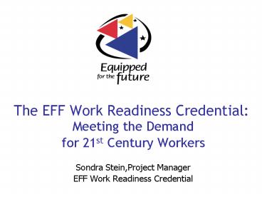 The EFF Work Readiness Credential: