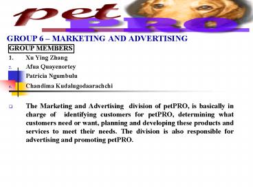 GROUP 6 MARKETING AND ADVERTISING