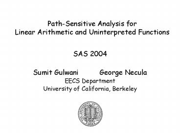 Path-Sensitive Analysis for Linear Arithmetic and Uninterpreted Functions