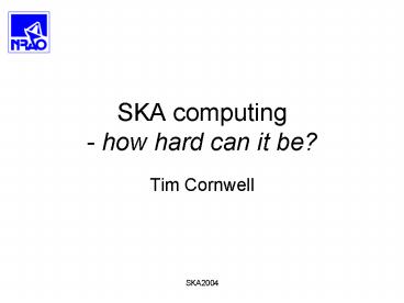 SKA computing how hard can it be