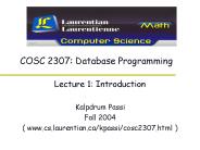 COSC 2307: Database Programming