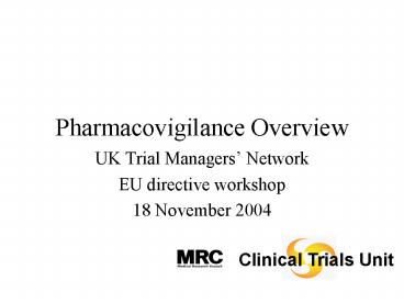 Pharmacovigilance Overview