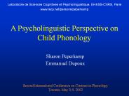 A Psycholinguistic Perspective on Child Phonology
