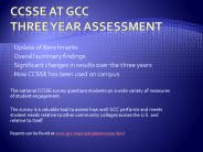 CCSSE at GCC Three year Assessment