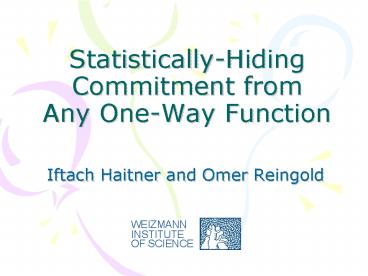 StatisticallyHiding Commitment from Any OneWay Function