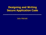 Designing and Writing Secure Application Code