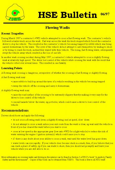 Wadi Crossing Safety Alert