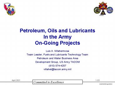 Petroleum, Oils and Lubricants In the Army OnGoing Projects