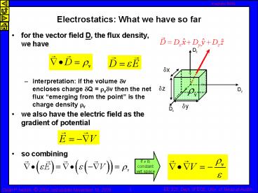 Electrostatics: What we have so far