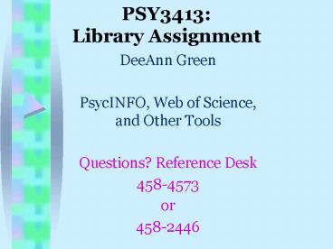 PSY3413: Library Assignment