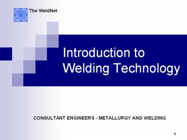 Introduction to Welding Technology