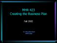 MHR 423 Creating the Business Plan PowerPoint PPT Presentation