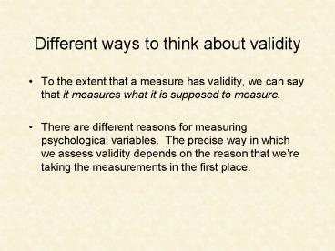 Different ways to think about validity