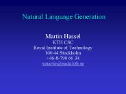Natural Language Generation