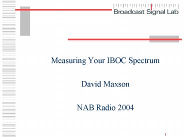 Measuring Your IBOC Spectrum