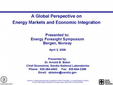 A Global Perspective on