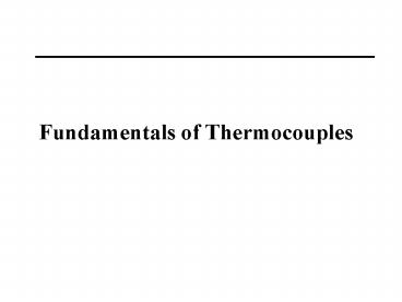 Fundamentals of Thermocouples