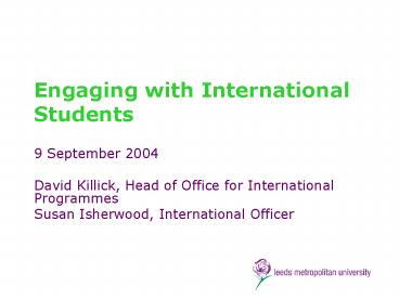Engaging with International Students presentation | free to view