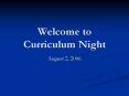 Welcome to Curriculum Night PowerPoint PPT Presentation