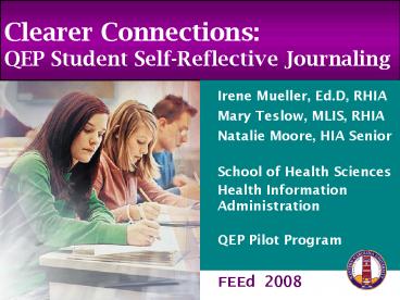 Clearer Connections: QEP Student SelfReflective Journaling