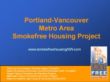 Portland-Vancouver Metro Area Smokefree Housing Project